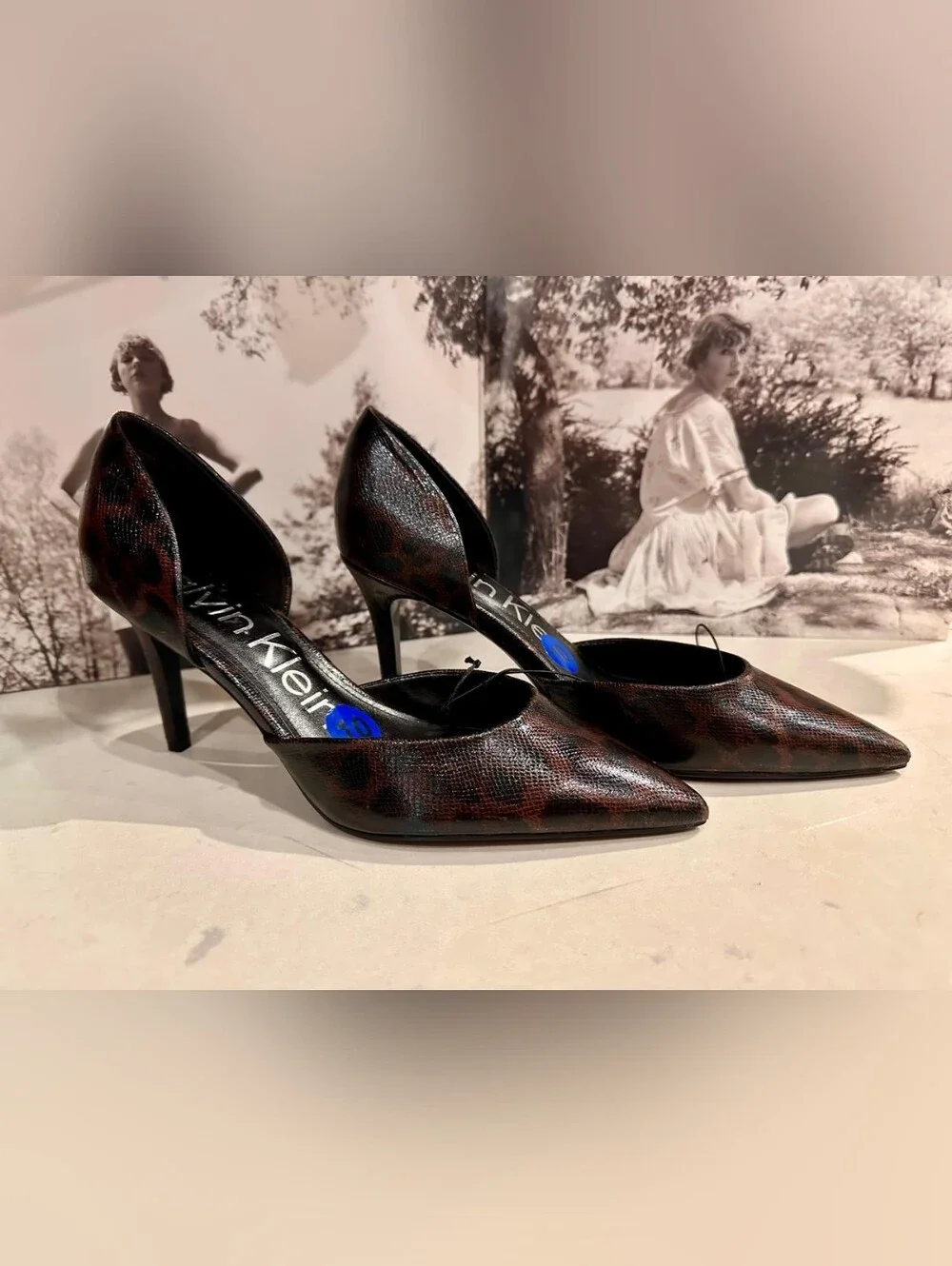 Calvin Klein Leopard Print Pointed-Toe Stiletto Pump - Brown & Black